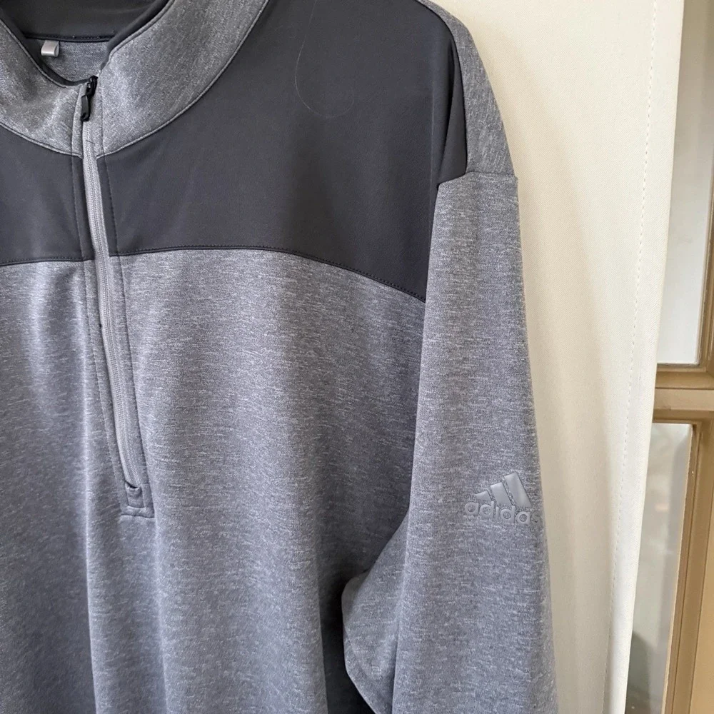 Adidas Golf Men's 2XL Two Tone Grey 1/4 Quarter Zip Long‎ Sleeve Pullover